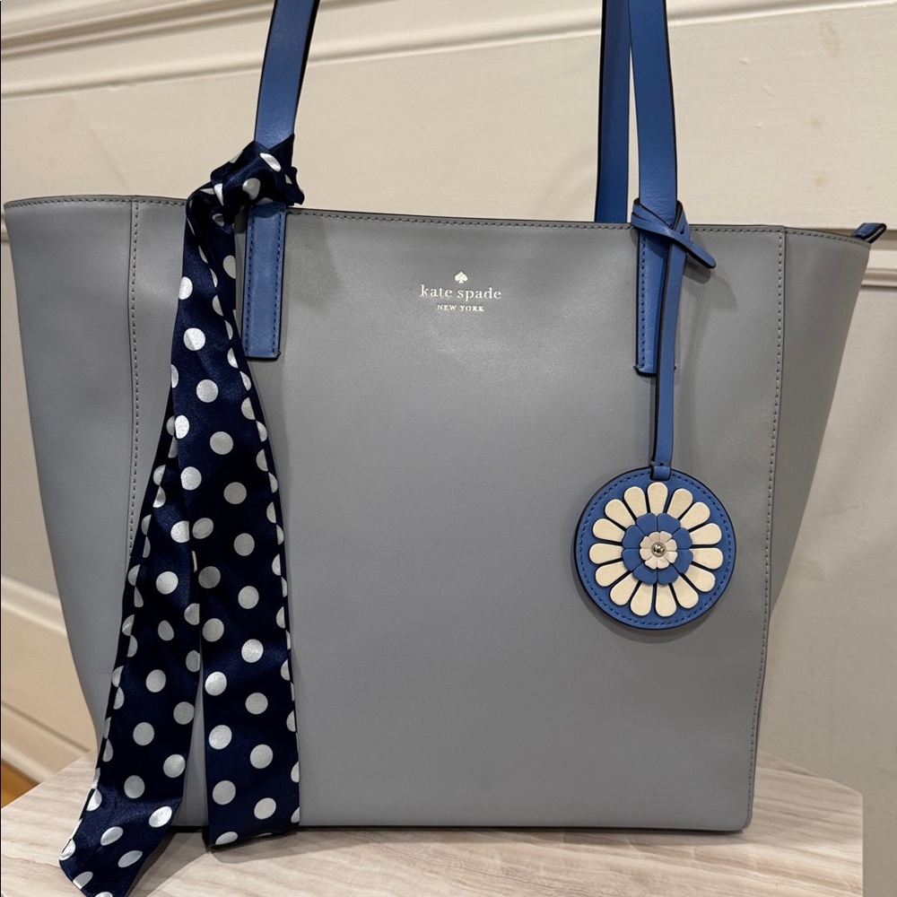 Kate Spade Bag Rosa Blue Leather Tote - Picture 4 of 17